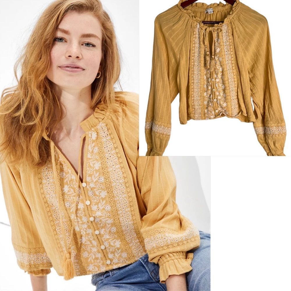 American Eagle Outfitters Mustard Yellow Blouse